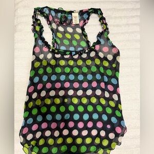 Miss Sixty Black Tank Top with Multicolor Polka Dots